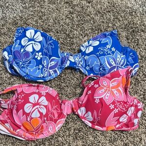 SHEIN Pink and Blue Floral Bikini Set